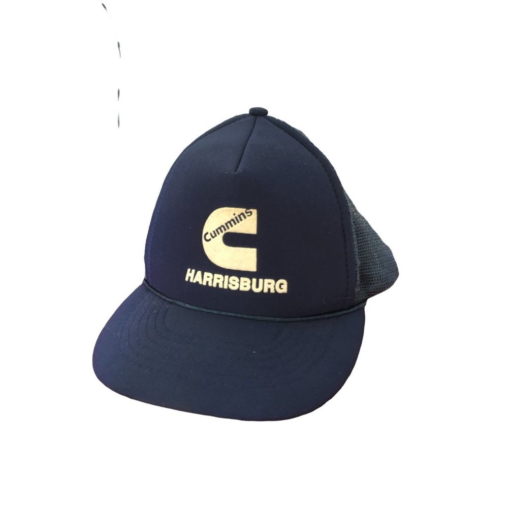 Cummins Harrisburg Vintage Flat Bill NAVY BLUE  Snapback Truck Hat Mesh Back